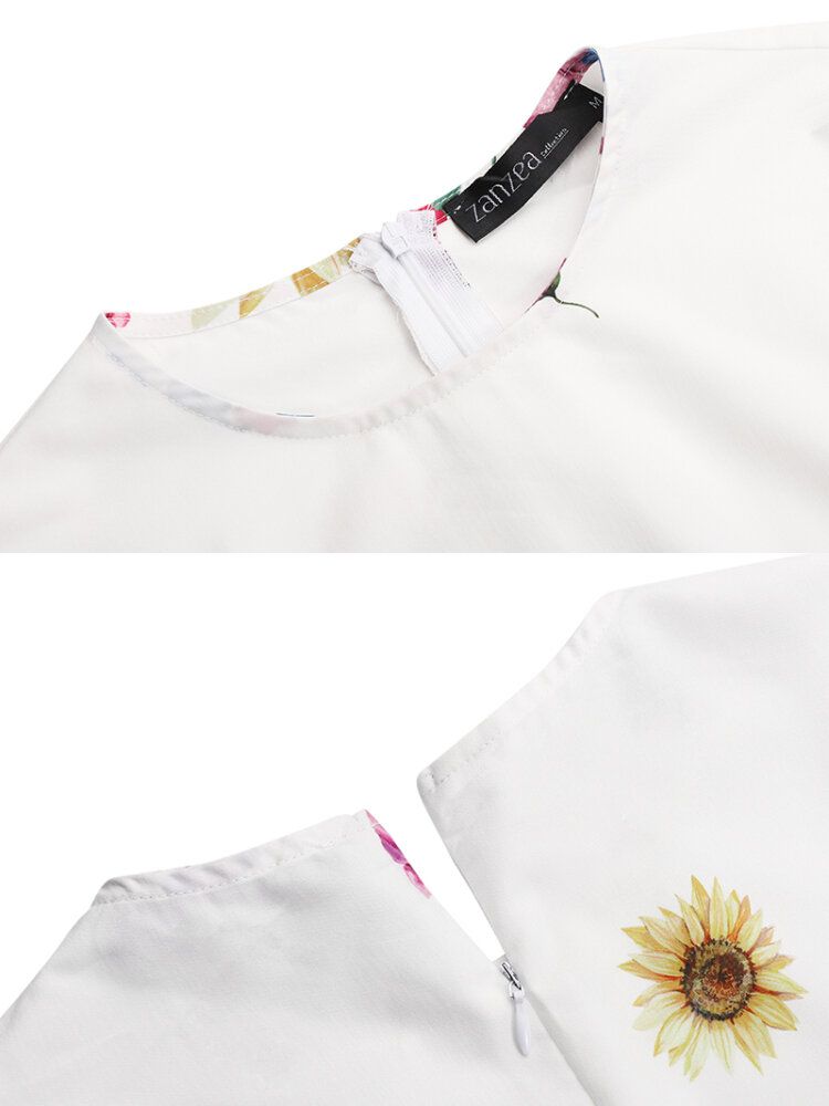 Vestidos Largos De Manga Larga Con Cuello Redondo Y Estampado Floral Para Mujer