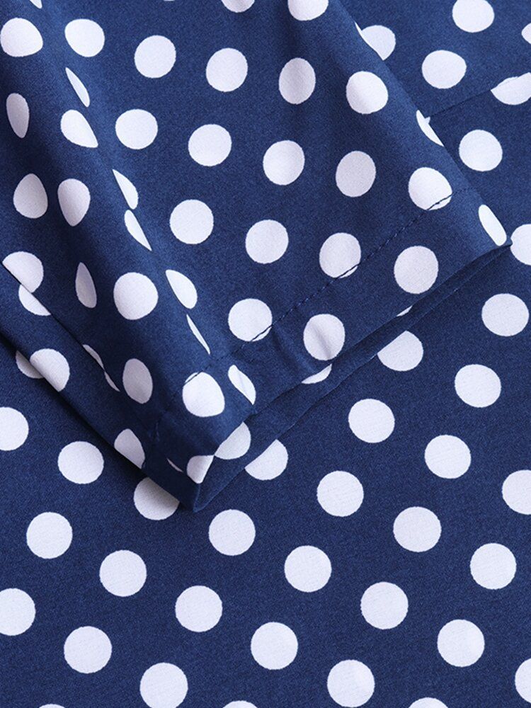 Vestidos Largos De Manga Larga Con Volantes Asimétricos Y Estampado De Lunares Para Mujer
