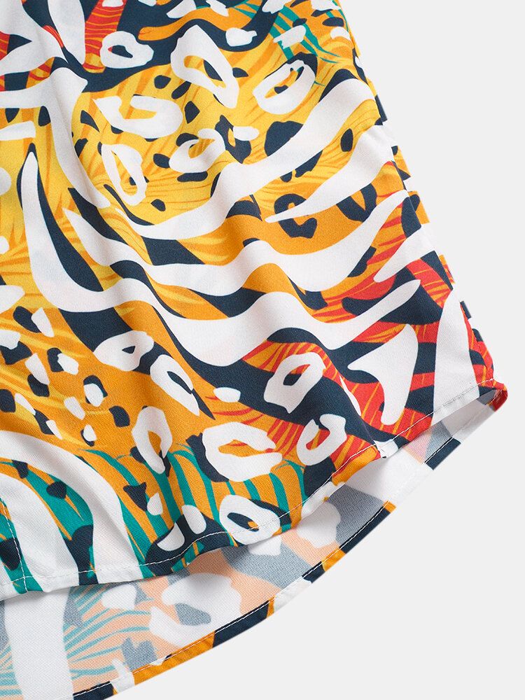 Camisas Casuales De Manga Corta De Leopardo Colorido Para Hombre