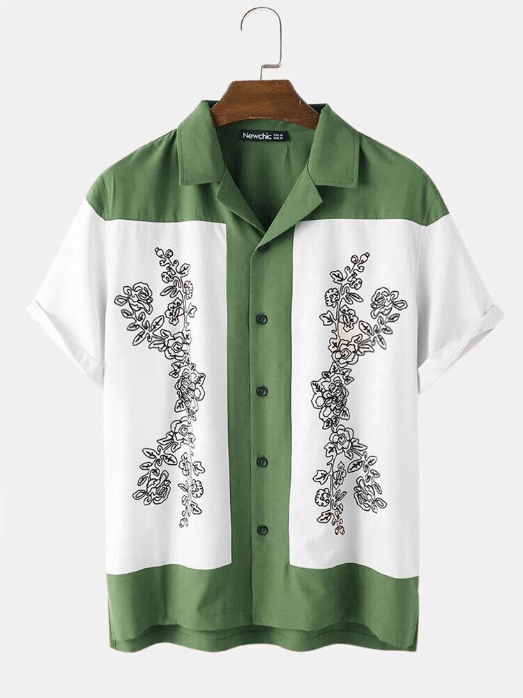 Camisas De Manga Corta Casuales Con Cuello De Reverencia Étnico Para Hombre