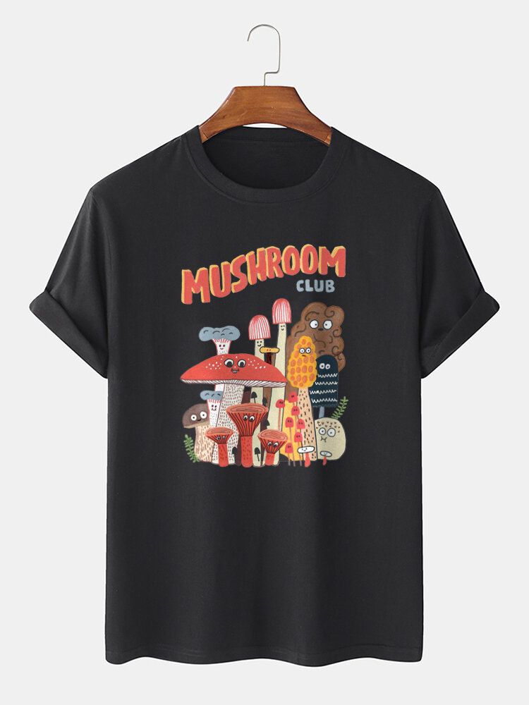 Camiseta De Manga Corta Con Estampado De Hongos De Dibujos Animados 100% Algodón Para Hombre