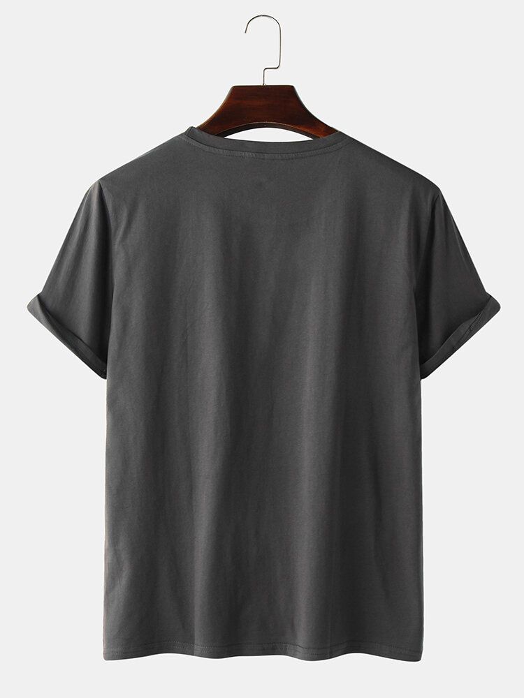 Camisetas Casuales De Manga Corta Con Cuello Redondo Y Estampado De Gestos Y Gatos Para Hombre