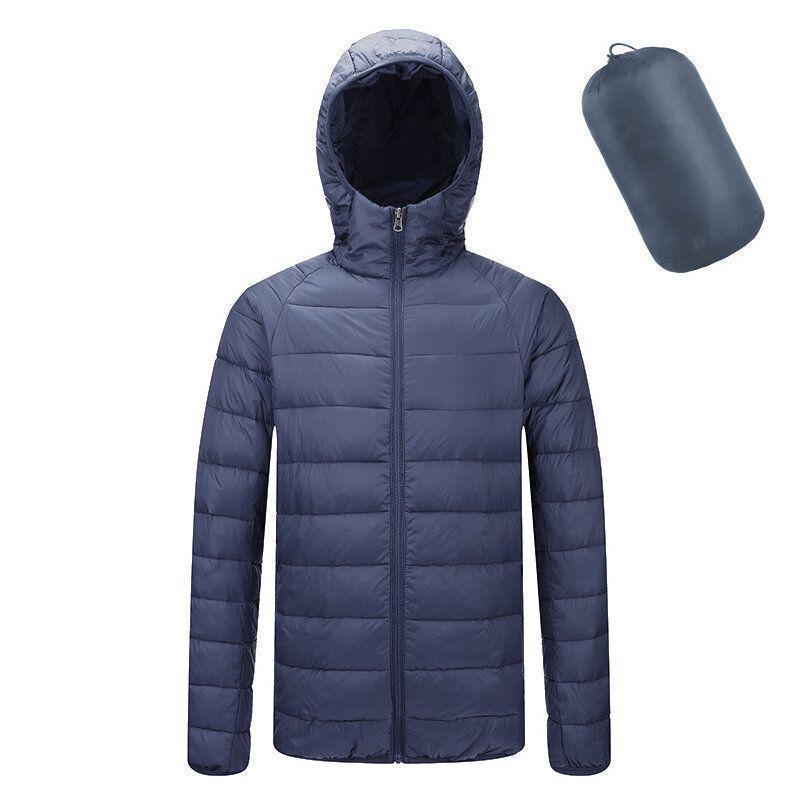 Chaqueta Acolchada De Algodón De Plumón Para Hombre Abrigo Ligero Con Capucha Y Cuello Alto Portátil