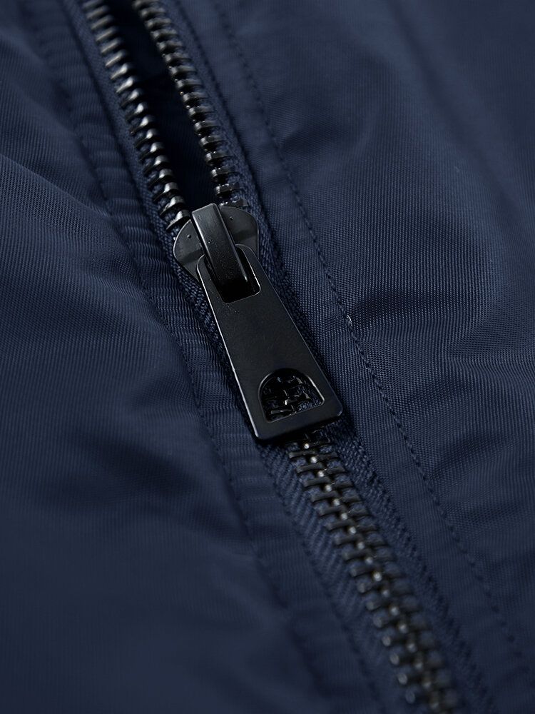 Chaqueta De Bombardero Con Cuello De Béisbol Y Cremallera Bordada Con Insignia De Letras Para Hombre Con Bolsillo