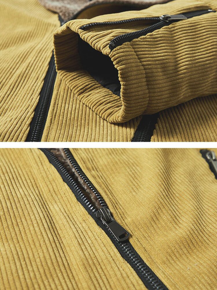 Chaqueta Cálida Informal De Solapa De Lana Gruesa De Color Sólido De Pana Vintage Para Hombre
