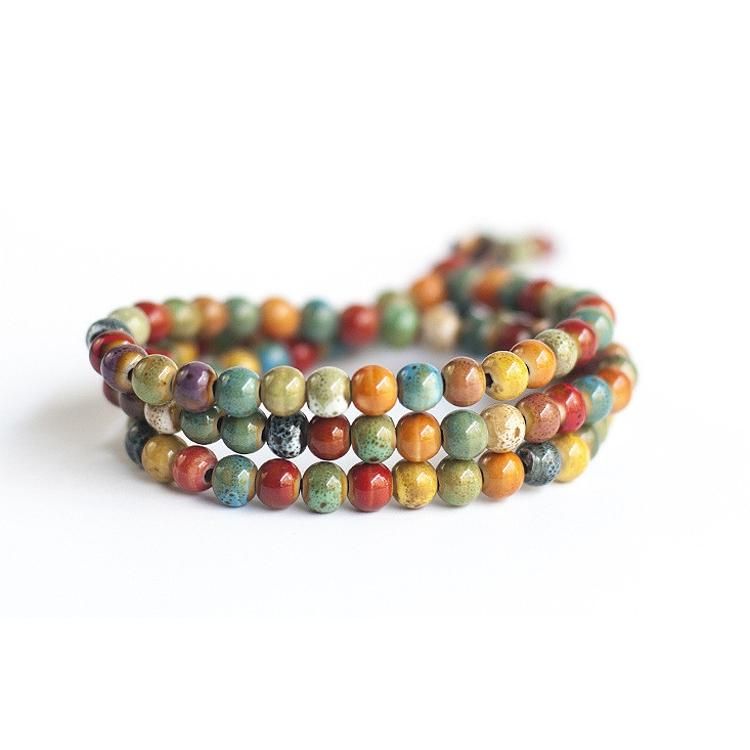 108pcs Pulsera De Cuentas Multicapa De Cerámica Bohemia Budista Tibetana Para Mujeres Y Hombres