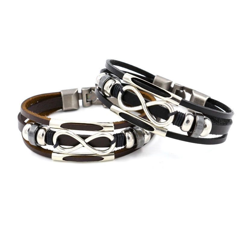 Pulsera De Nudo Infinito Multicapa Pulseras De Cuero De Moda Casual Para Hombres Y Mujeres