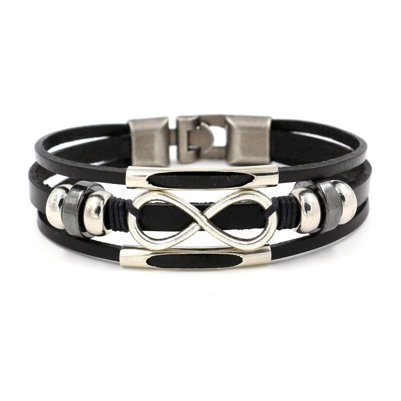Pulsera De Nudo Infinito Multicapa Pulseras De Cuero De Moda Casual Para Hombres Y Mujeres