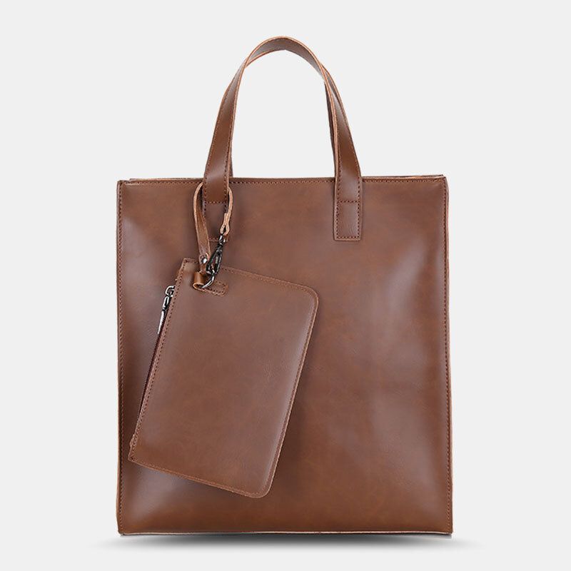 Hombres De Cuero De Pu De Gran Capacidad Vintage 13 Pulgadas Antirrobo Bolso Para Computadora Portátil Bandolera Bolsos De Hombro Con Bolso De Mano