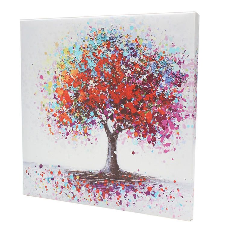 Enmarcado Árbol Colorido Impresión Abstracta Arte Pinturas Al Óleo Imagen Decoración Para El Hogar