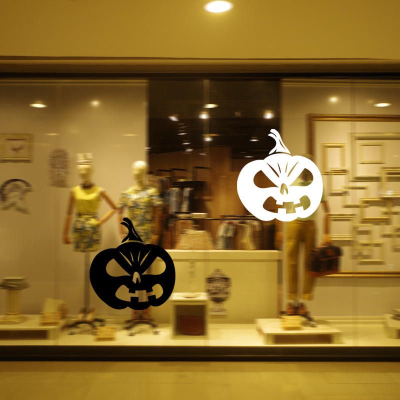 Etiqueta Engomada De La Calabaza De Halloween Pvc Etiqueta De La Ventana De La Pared Extraíble Terror Decoraciones De Halloween