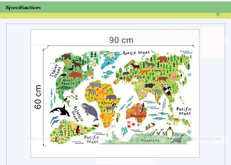 Habitación De Los Niños Decoración Para El Hogar Gran Mapa Del Mundo Colorido Diy Etiqueta De La Pared Extraíble
