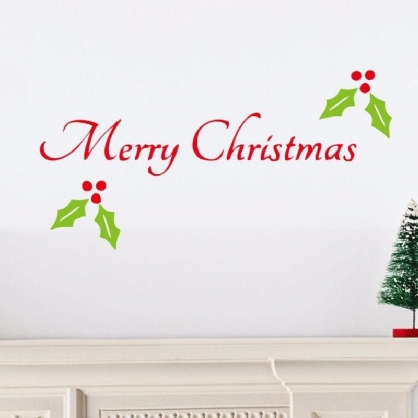 Palabras De Feliz Navidad Coloridas Pvc Navidad Extraíble Diy Etiqueta De La Pared Decoración Del Hogar