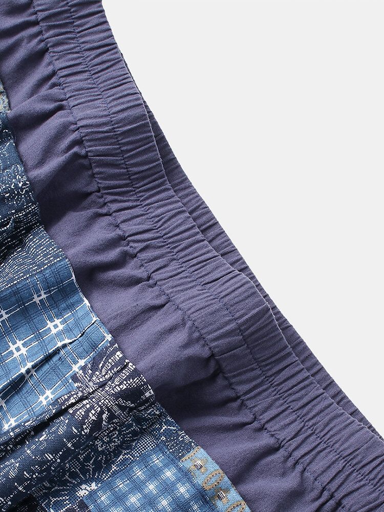 Pantalones 100% Algodón Con Entrepierna Caída Y Cintura Elástica Con Estampado Tribal Étnico