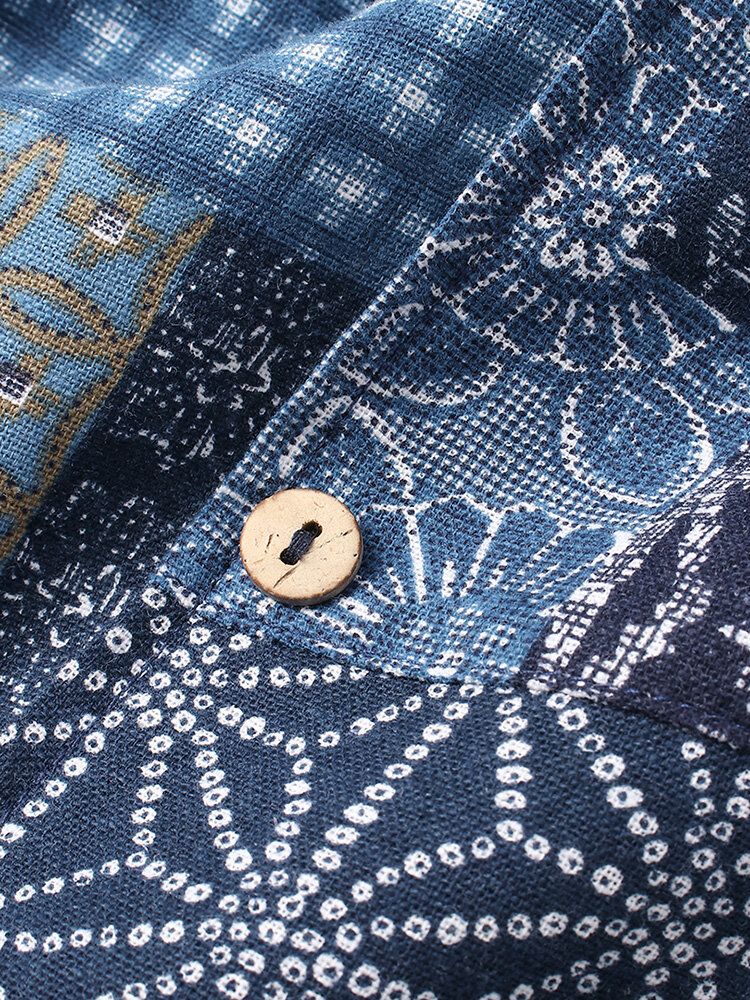 Pantalones 100% Algodón Con Entrepierna Caída Y Cintura Elástica Con Estampado Tribal Étnico