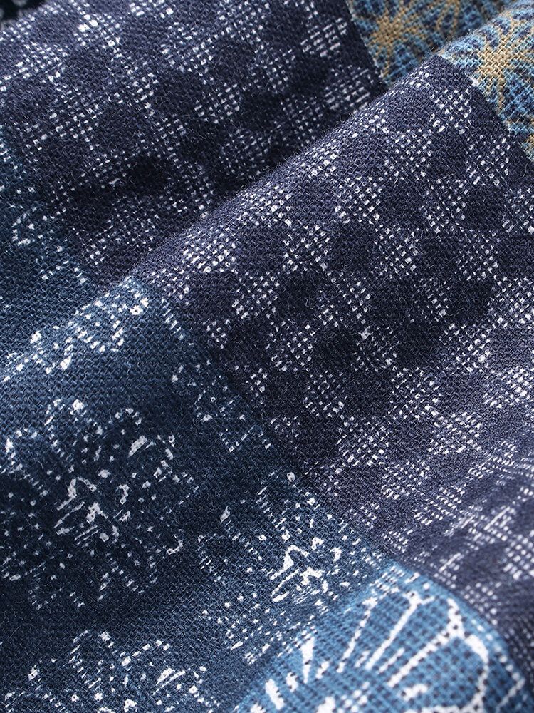 Pantalones 100% Algodón Con Entrepierna Caída Y Cintura Elástica Con Estampado Tribal Étnico