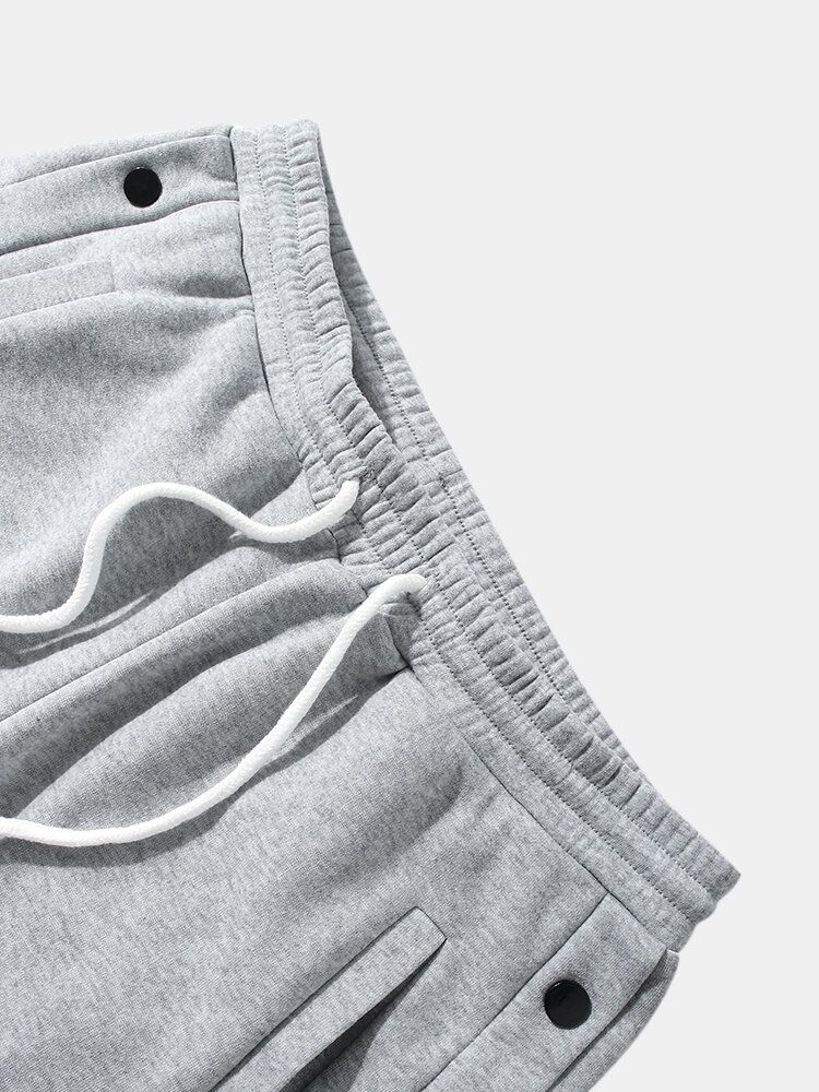 Pantalones De Chándal Con Cordón De Botón De Color Sólido Con Etiqueta De Letras Para Hombre