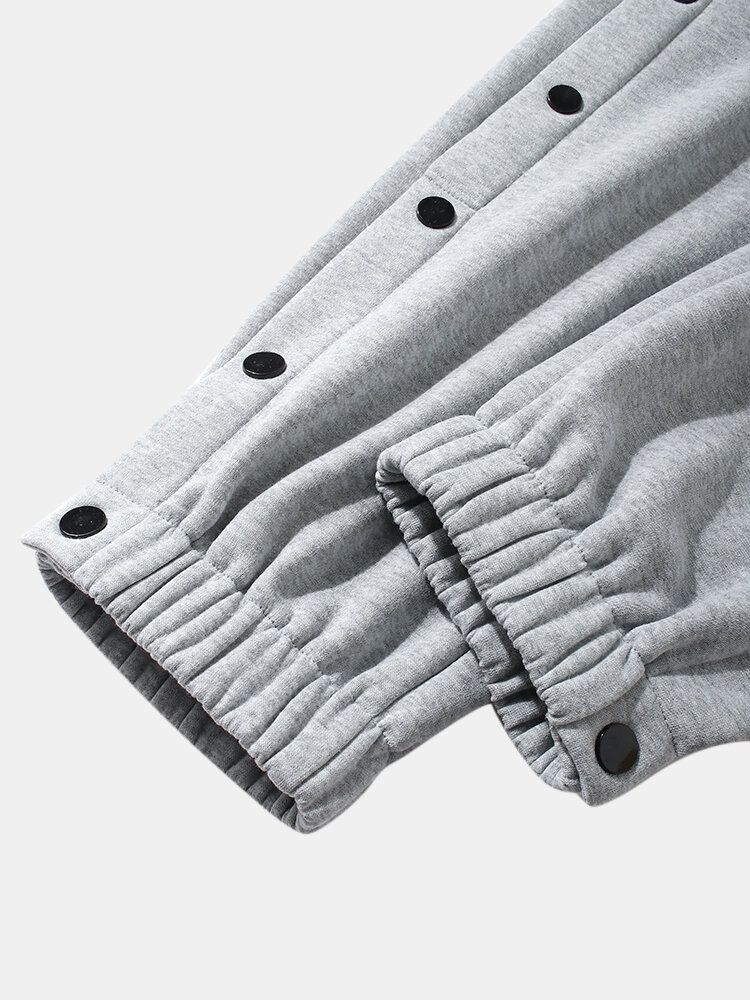 Pantalones De Chándal Con Cordón De Botón De Color Sólido Con Etiqueta De Letras Para Hombre