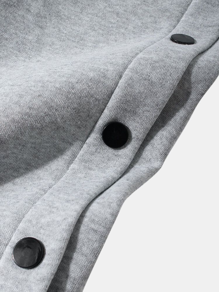 Pantalones De Chándal Con Cordón De Botón De Color Sólido Con Etiqueta De Letras Para Hombre