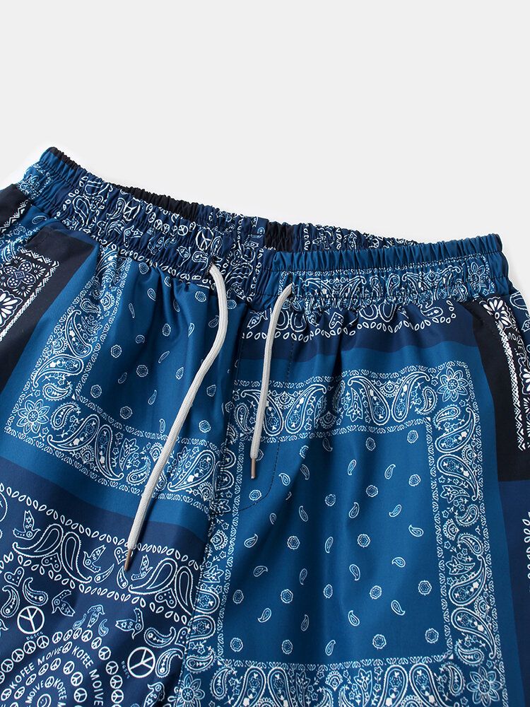 Pantalones De Chándal Con Diseño De Bloque De Color Con Estampado De Estilo Étnico Para Hombre