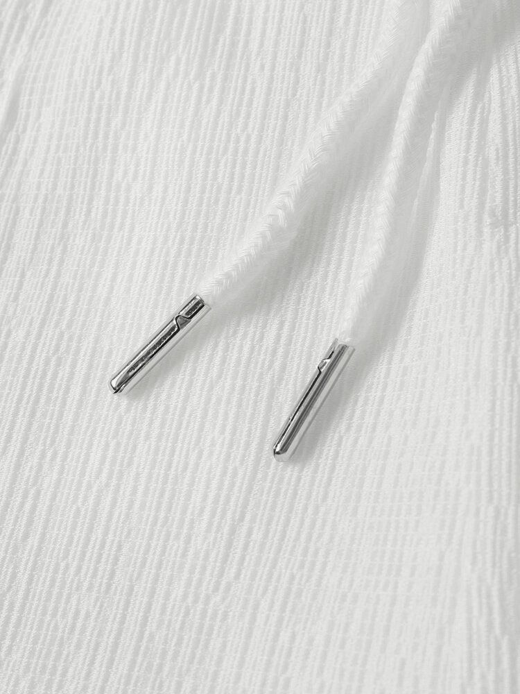 Pantalones De Pierna Acampanada Con Cordón Liso Y Ajuste Relajado De Color Liso Para Mujer