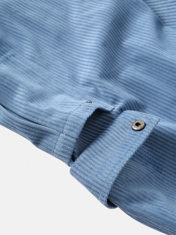 Pantalones Tipo Jogger Cargo De Pana De Color Sólido Con Múltiples Bolsillos Y Cordón De Cintura Elástica Para Hombre