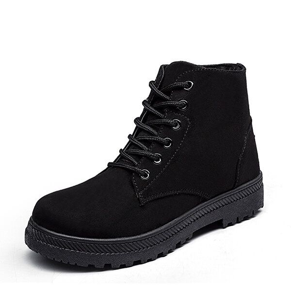 Botas Cortas De Mujer Mujer Con Cordones De Gamuza Casual Suave Al Aire Libre Plano