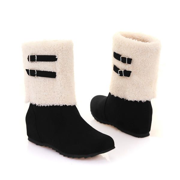 Botas De Media Pantorrilla Con Forro De Algodón Cálido Informal Para Mujer