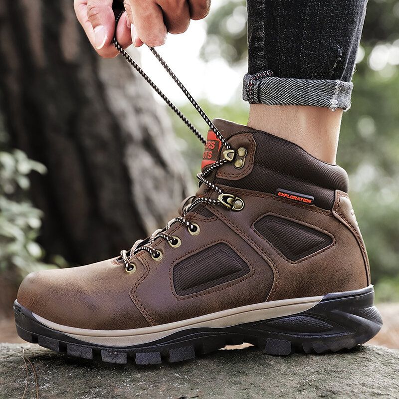 Botas De Senderismo De Cuero Antideslizantes Impermeables Al Aire Libre Para Hombres
