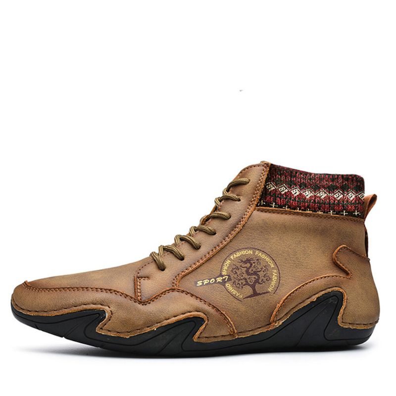 Botines De Cuero Con Cordones Y Suela Suave Antideslizante Hechos A Mano Para Hombre