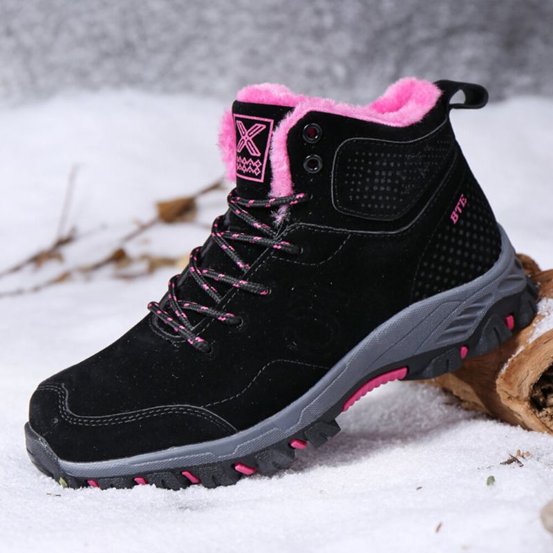 Botines Para La Nieve Con Cordones Y Suela Gruesa Con Forro Cálido Informal Para Mujer