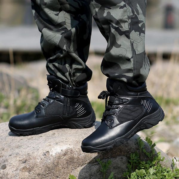 Hombres Suela Cómoda Resistente Al Desgaste Botas De Estilo Militar De Caña Alta Cálidas