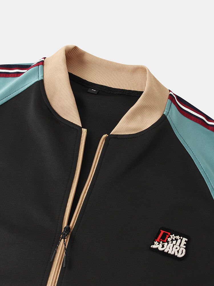Chaqueta Con Cremallera De Color De Contraste Vintage Para Hombre Pantalones De Jogging Conjuntos Deportivos De Dos Piezas