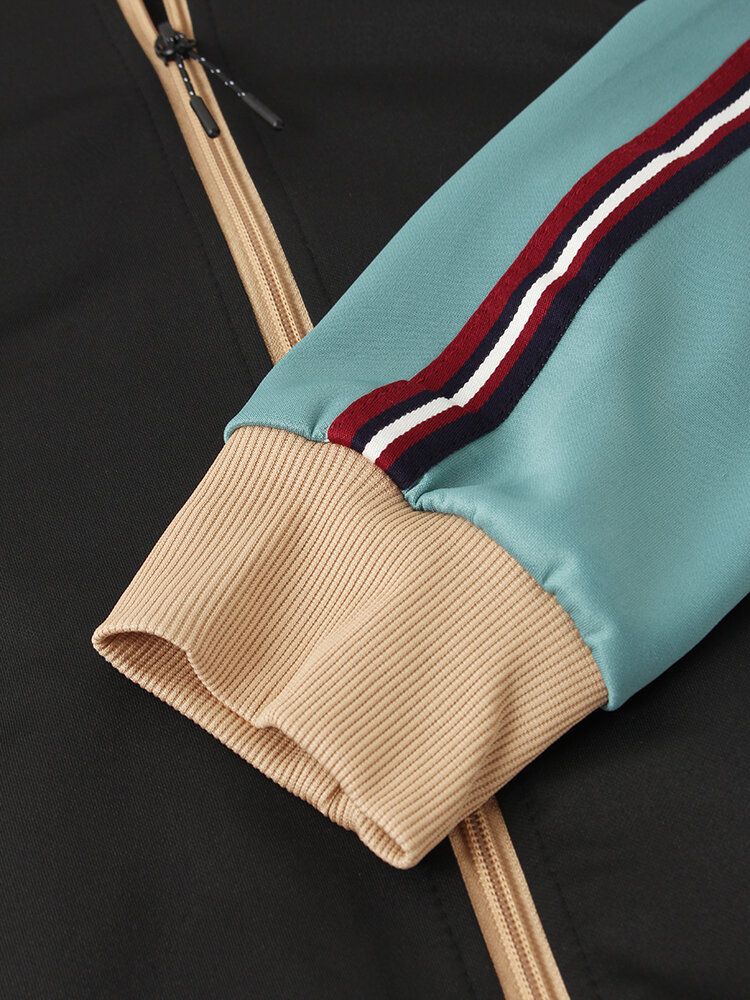 Chaqueta Con Cremallera De Color De Contraste Vintage Para Hombre Pantalones De Jogging Conjuntos Deportivos De Dos Piezas