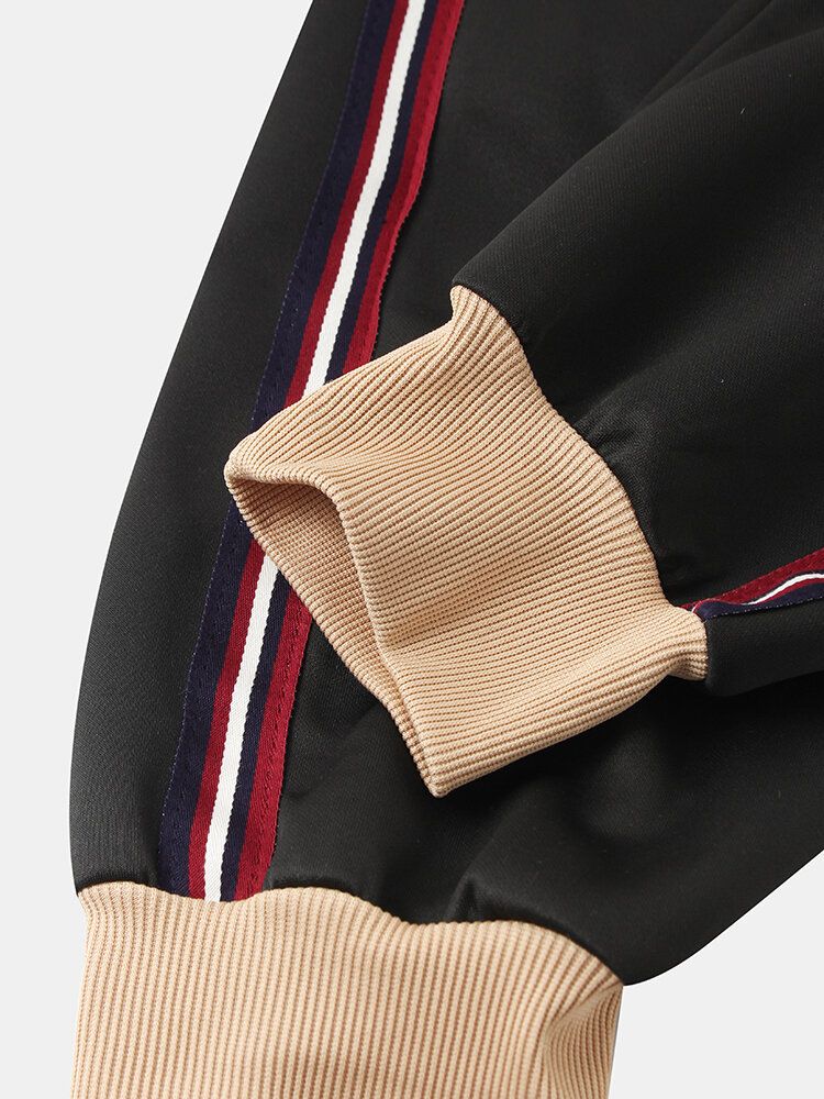 Chaqueta Con Cremallera De Color De Contraste Vintage Para Hombre Pantalones De Jogging Conjuntos Deportivos De Dos Piezas
