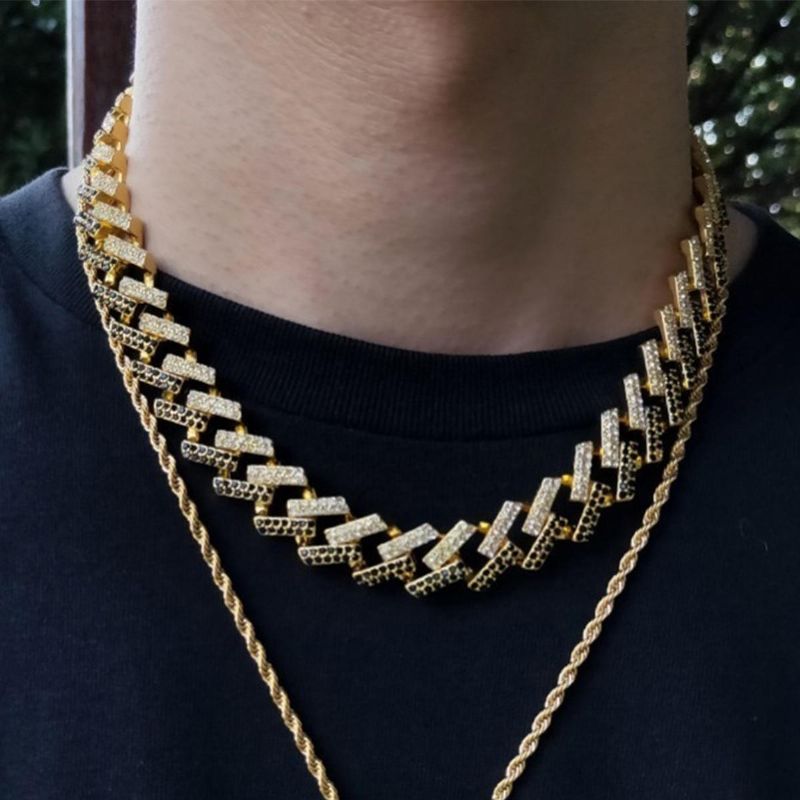 Collar De Cadena Cubana Cuadrada Geométrica