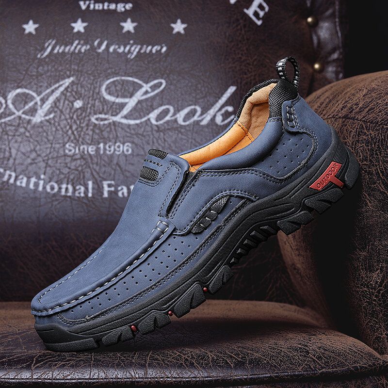 Hombres De Cuero De Microfibra Vintage Casual Business Office Mocasines Suaves Para Caminar