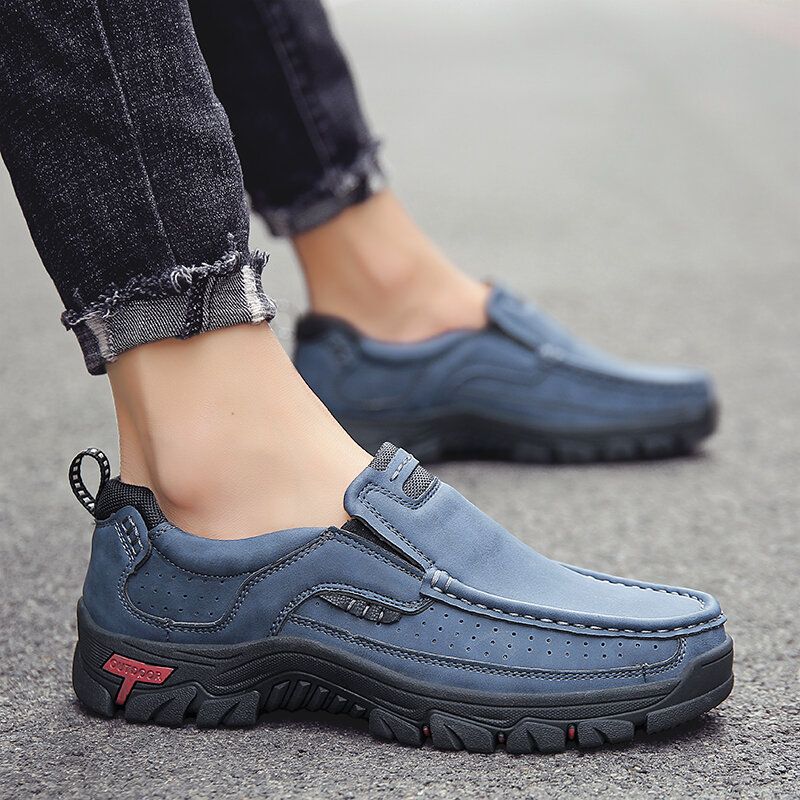 Hombres De Cuero De Microfibra Vintage Casual Business Office Mocasines Suaves Para Caminar