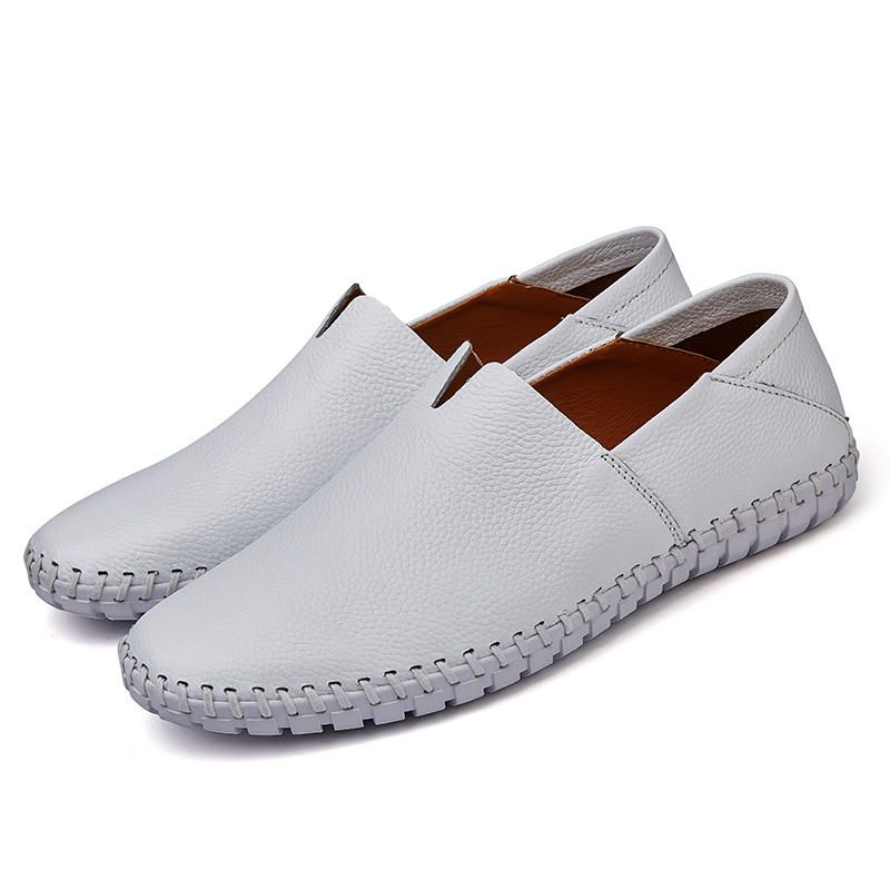 Mocasines De Cuero Genuino De Suela Suave Para Hombres De Gran Tamaño Slip On Flats