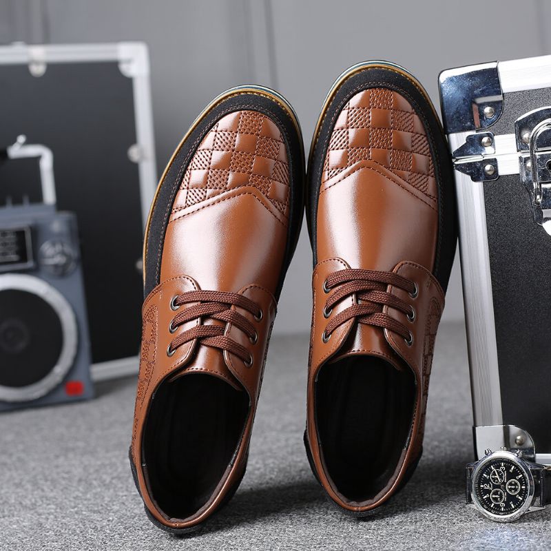 Zapatos Casuales De Negocios Suaves Antideslizantes De Empalme De Cuero De Microfibra Para Hombres