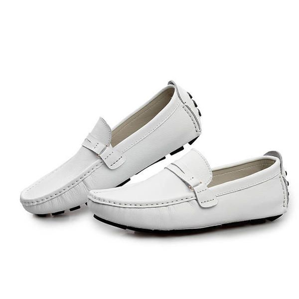 Zapatos De Mocasines Planos Suaves Para Exteriores De Conducción Informal De Cuero Para Hombres
