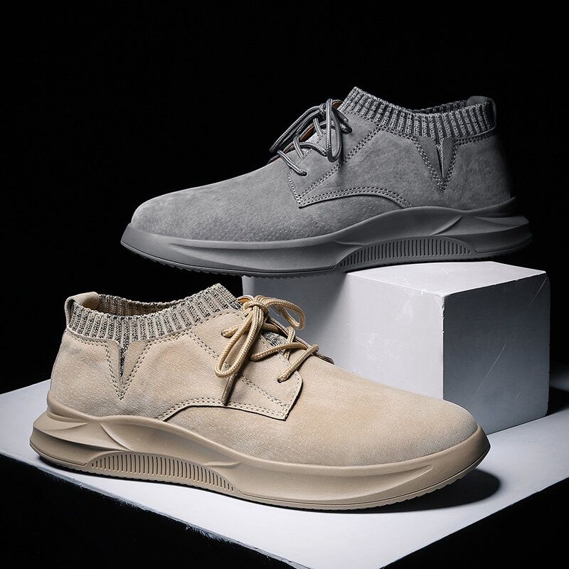 Zapatos Planos Para Caminar Casuales Antideslizantes De Cuero De Vaca De Color Puro