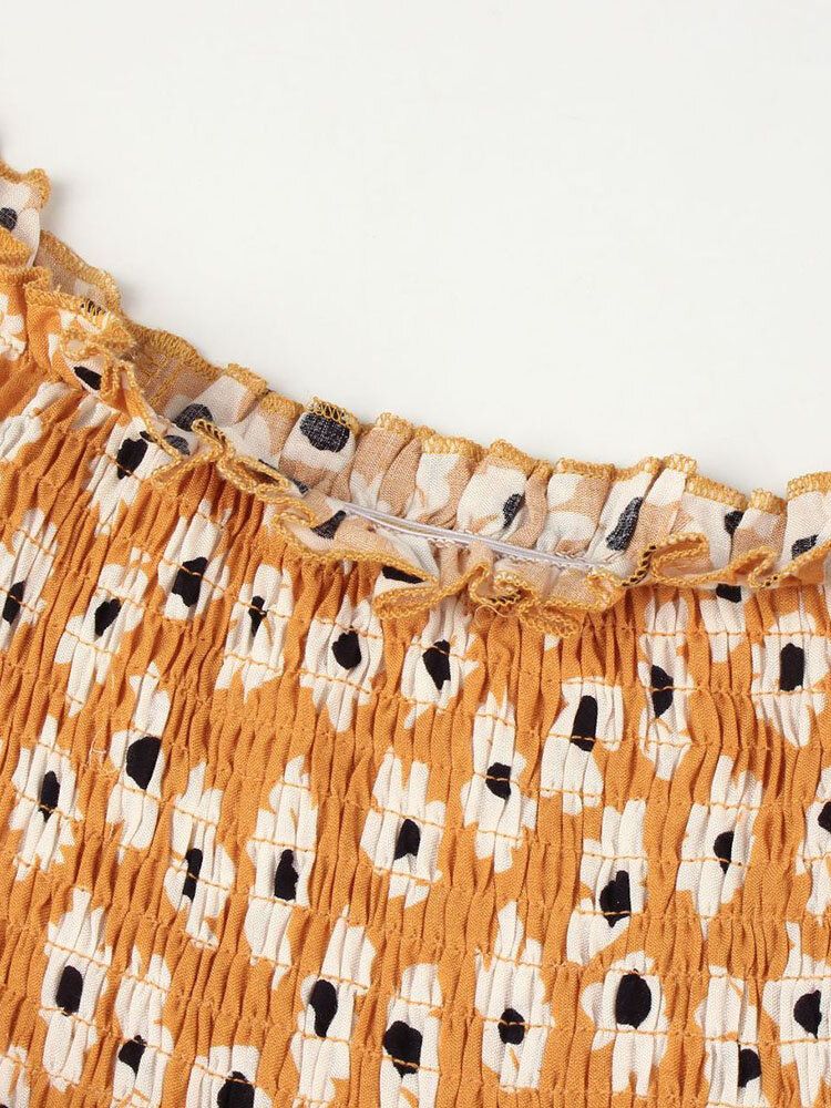 Vestido Con Dobladillo Con Abertura Y Manga Corta Con Estampado Floral Para Mujer