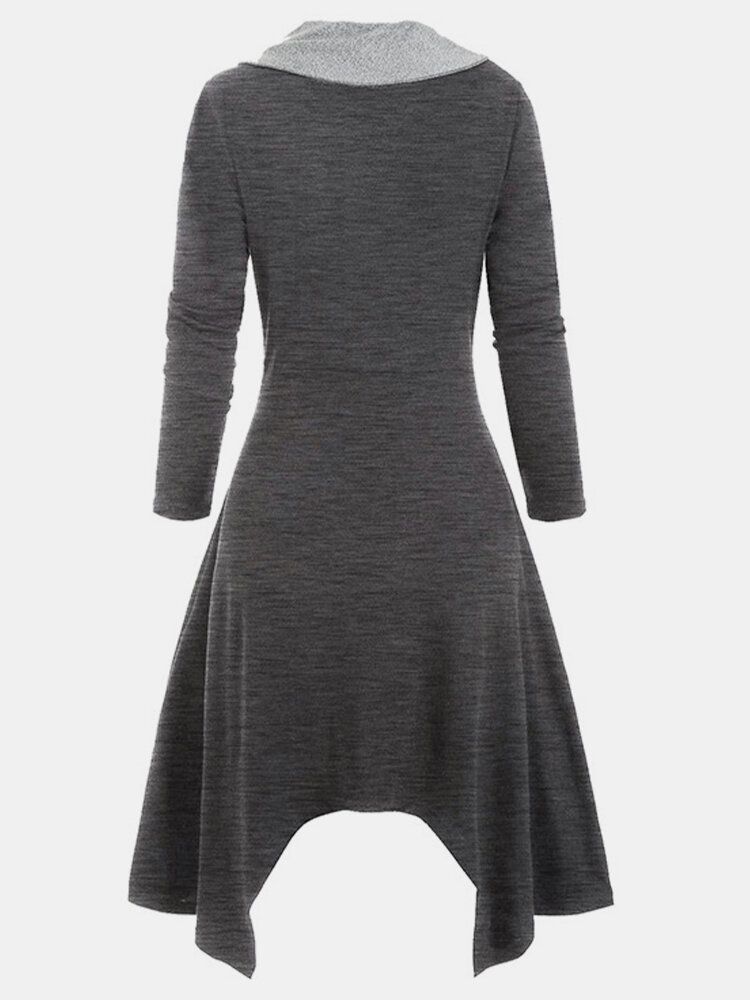 Vestido Vintage Con Dobladillo Asimétrico De Patchwork De Colores Contrastantes Para Mujer