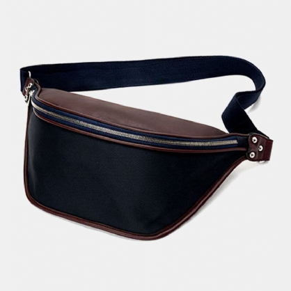 Hombres Pu Cuero Dos Colores Empalme Deporte Vintage Impermeable Patchwork Bandolera Bolsa De Pecho Bolsa De Hombro