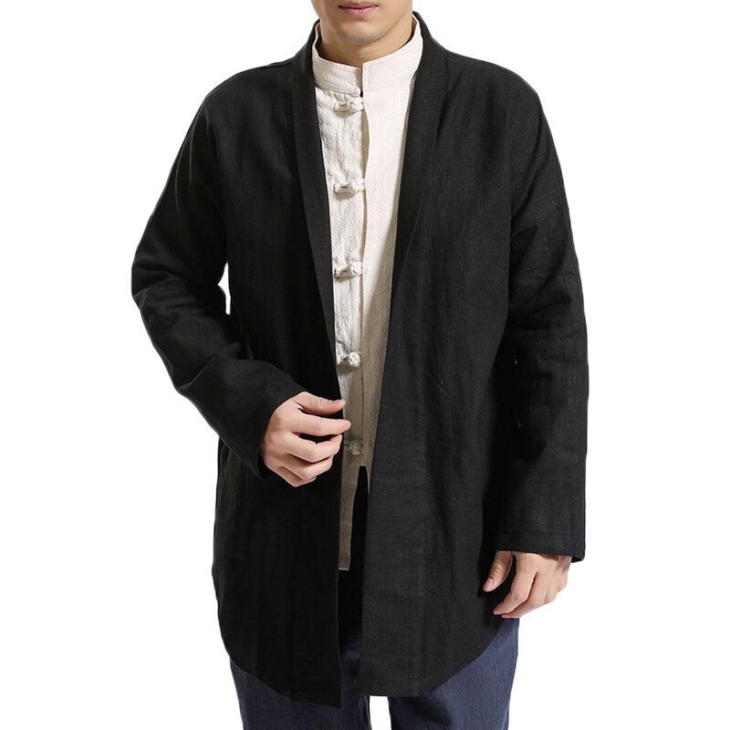 Two-sided Capa De Estilo Chino Para Hombre Cárdigans De Algodón Medio Largos Abrigos Casuales Vintage