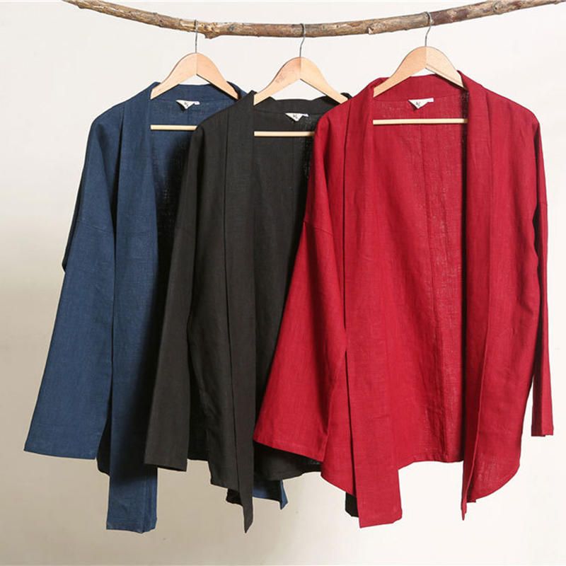 Two-sided Capa De Estilo Chino Para Hombre Cárdigans De Algodón Medio Largos Abrigos Casuales Vintage