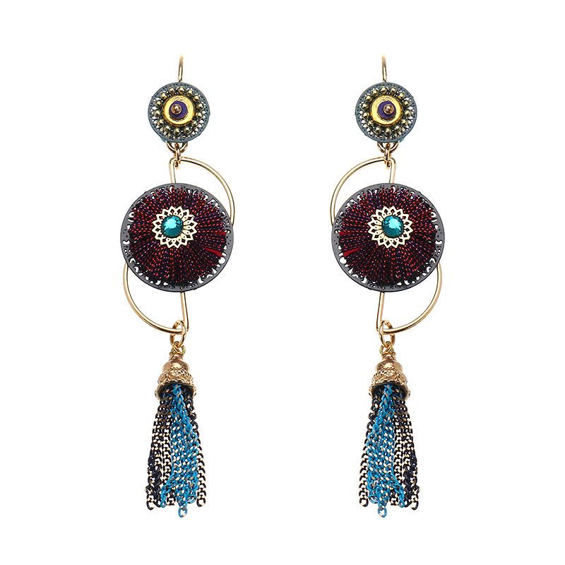 Pendientes Bohemios De Lujo Chapado En Oro Flor Encanto Borla Colgante Oreja Gota Joyería Boho Para Mujeres
