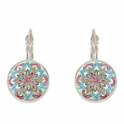 Pendientes De Flores Coloridas De Cobre Con Gota De Oreja Vintage Bohemia