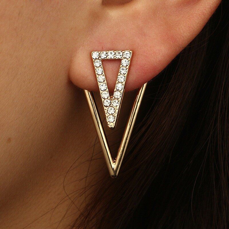 Pendientes De Triángulo Vintage Pendientes De Diamantes De Imitación Pendientes Colgantes Delanteros Para Mujer